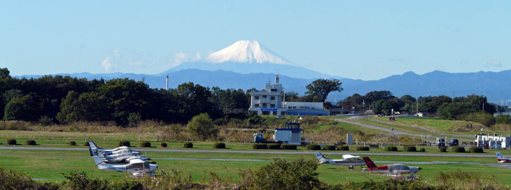 ホンダ飛行場と富士山